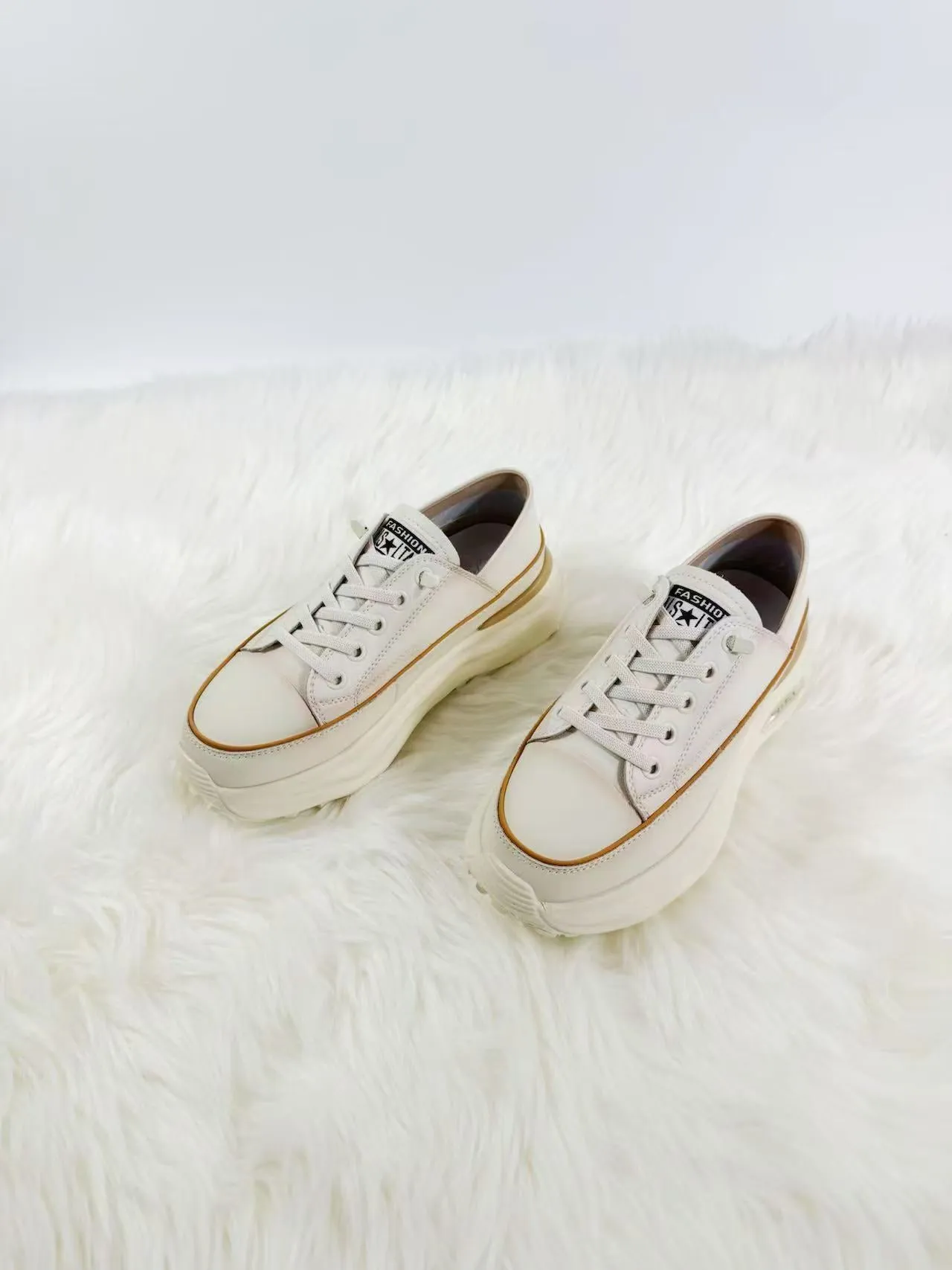 Elizabethlike Women's Thick-Soled Genuine Leather Muffin Sports Casual Shoes