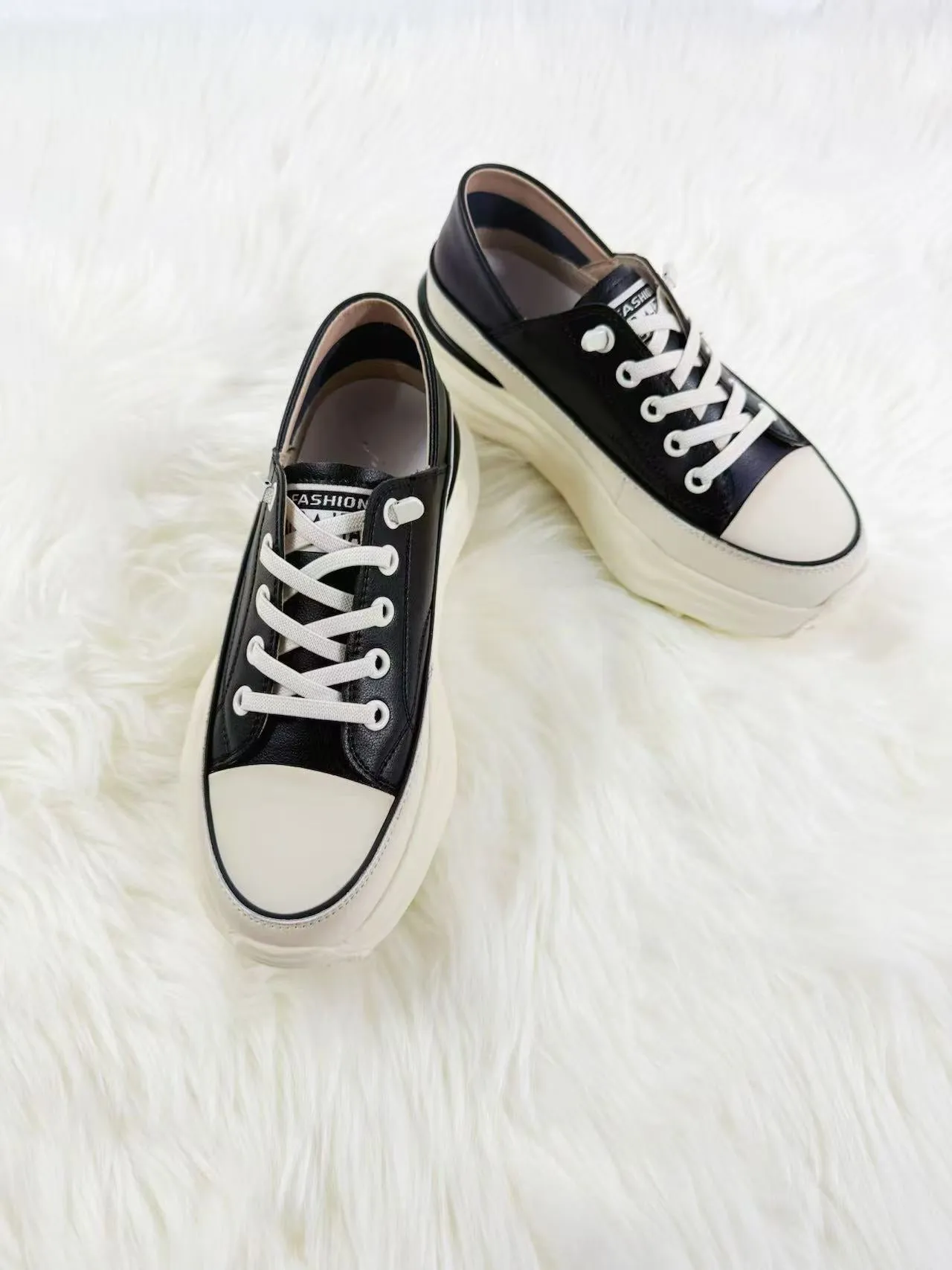 Elizabethlike Women's Thick-Soled Genuine Leather Muffin Sports Casual Shoes