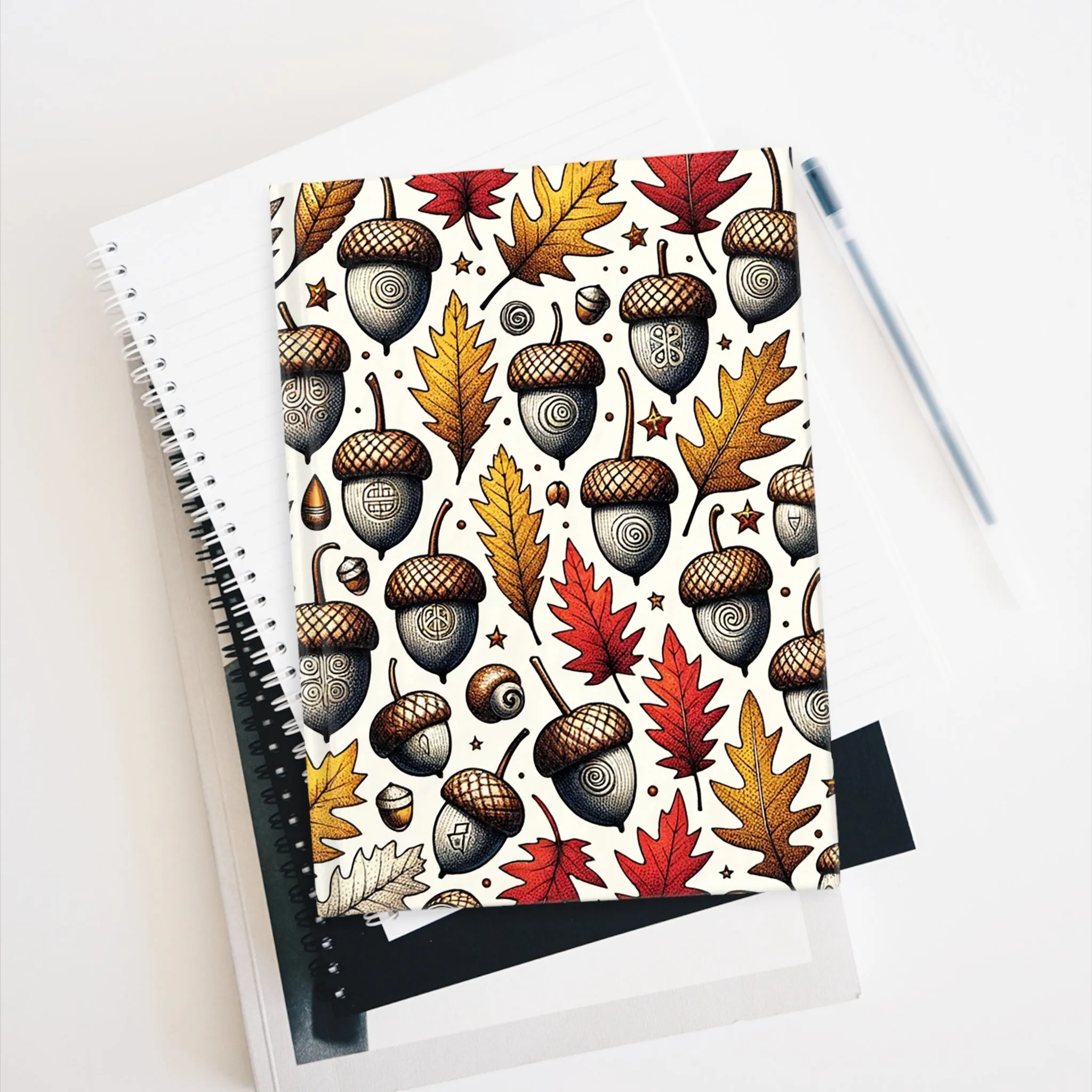 Engraved Acorns and Leaves Journal