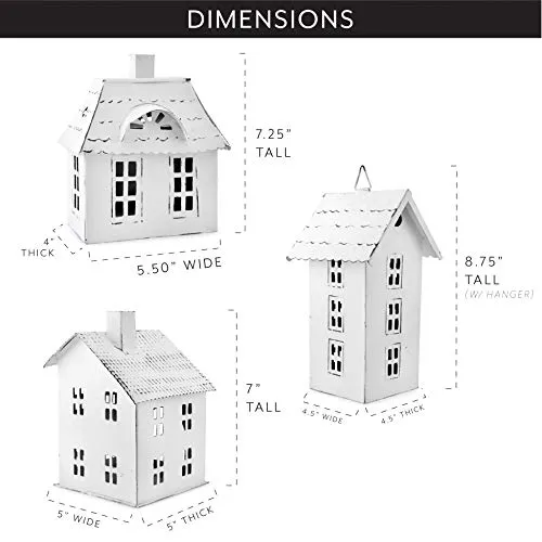 Farmhouse Decor Tin Village Houses (Case of 8 Sets)