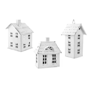 Farmhouse Decor Tin Village Houses (Case of 8 Sets)