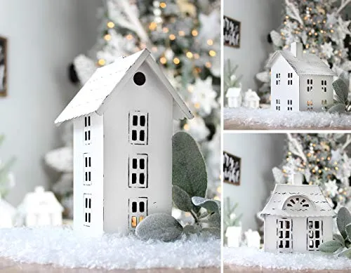 Farmhouse Decor Tin Village Houses (Case of 8 Sets)