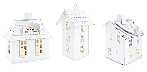 Farmhouse Decor Tin Village Houses (Case of 8 Sets)