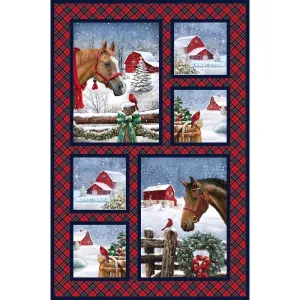 Farmstead Friends Christmas Panel by Simon Treadwell for Northcott Fabrics - 30" x 44" 3008