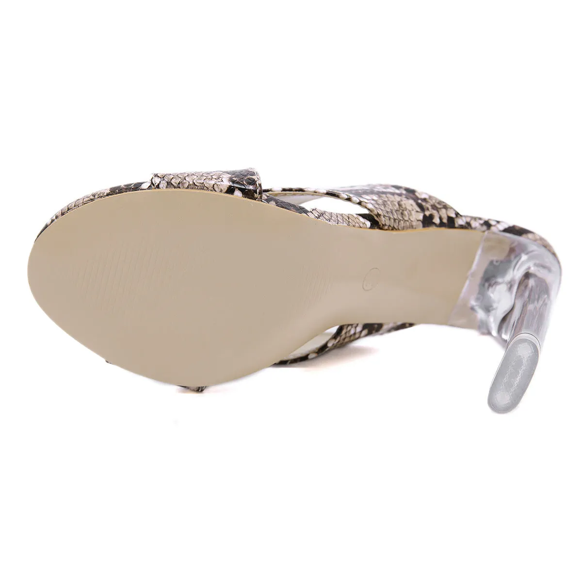 Fashion High-heeled Sandals Female Summer Sexy Open-toe Snake Pattern Sandals and Slippers Female Thick With