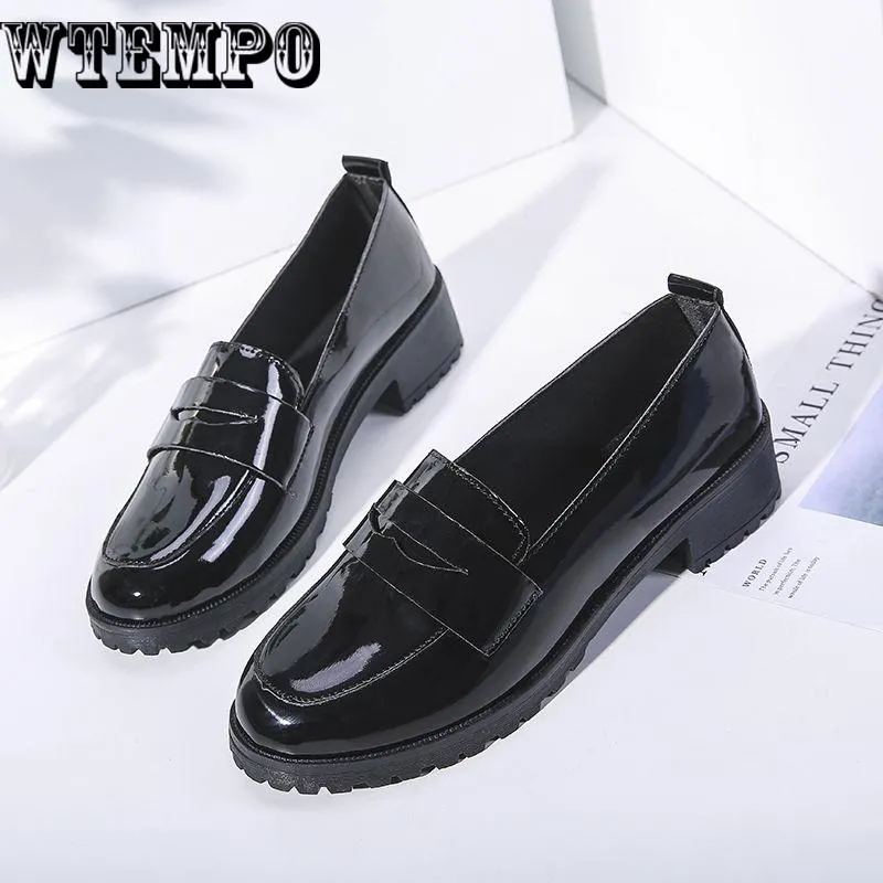 Fashion Woman Spring Autumn Flat Oxford Shoes British Style Vintage Shoes Soft PU Leather Casual