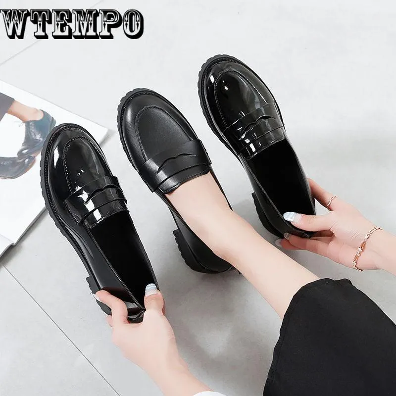 Fashion Woman Spring Autumn Flat Oxford Shoes British Style Vintage Shoes Soft PU Leather Casual