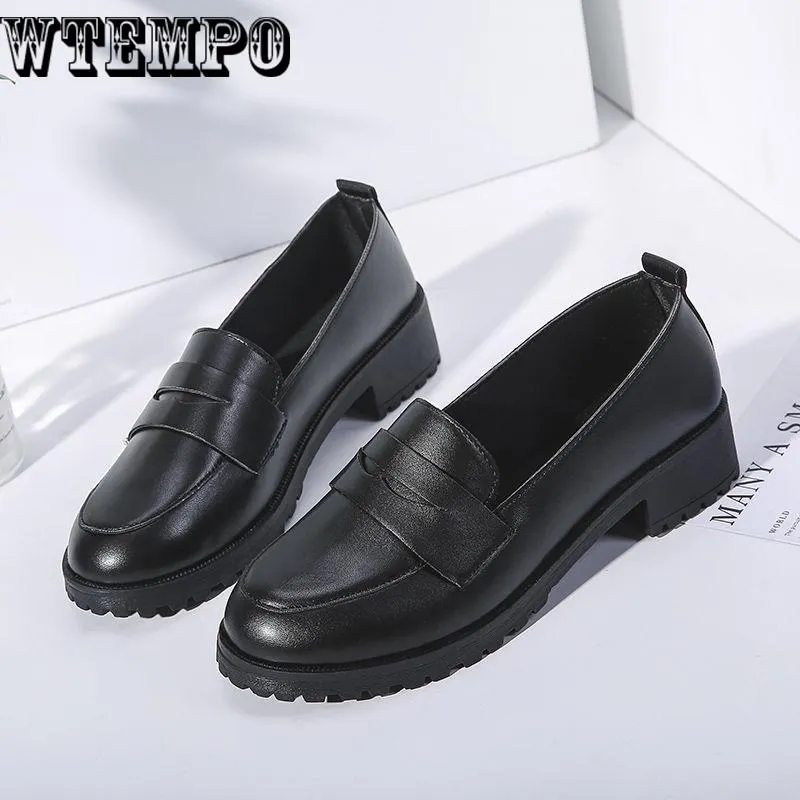 Fashion Woman Spring Autumn Flat Oxford Shoes British Style Vintage Shoes Soft PU Leather Casual