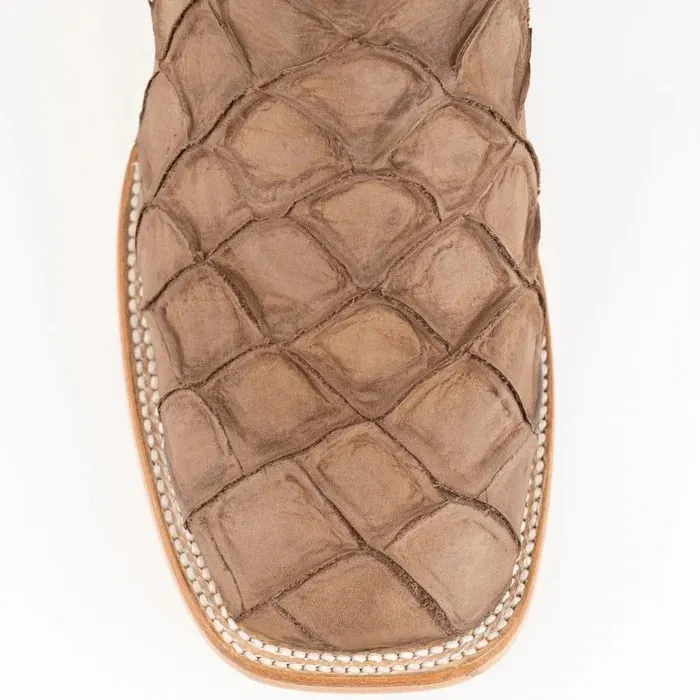 Ferinni Boot - Mens Dress Cowboy Boot  - Ferrini Bronco Men's Print Pirarucu Fish Boots Handcrafted Brown  in Brown Color