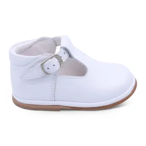 'Fernando' Boys White Leather T-Bar Shoes