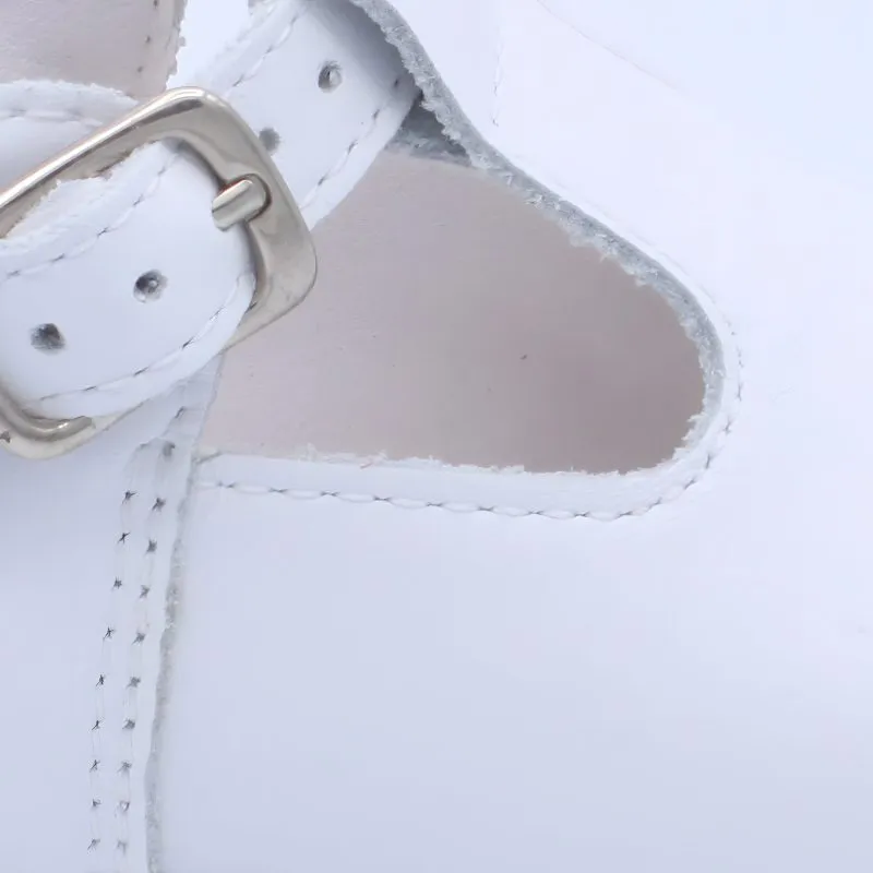 'Fernando' Boys White Leather T-Bar Shoes
