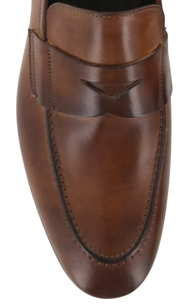 Fiori Di Lusso Caramel Brown Penny Loafers