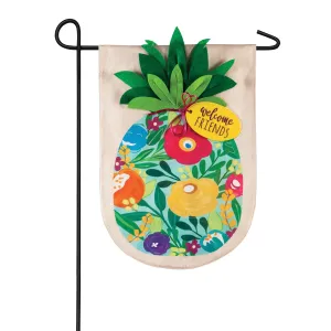 Floral Pineapple Garden Linen Flag,14l9182bl