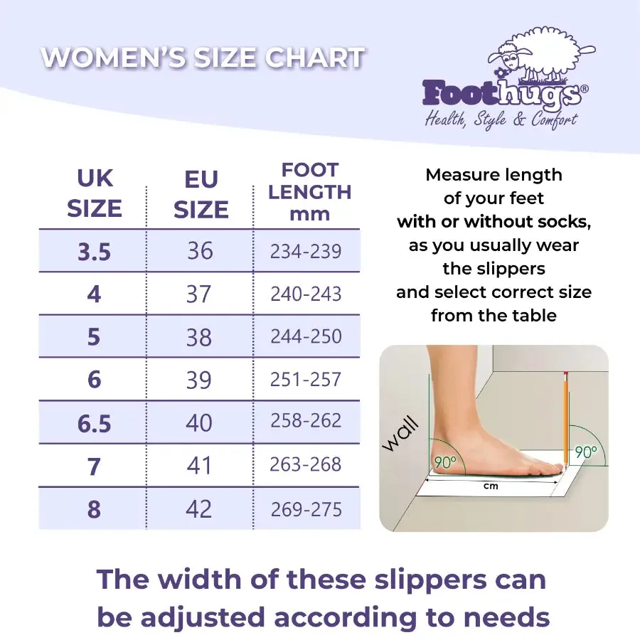 FOOTHUGS Women's Suede Leather Open Toe Slippers with Memory Foam Health Insole | Butterfly - Grey-Purple