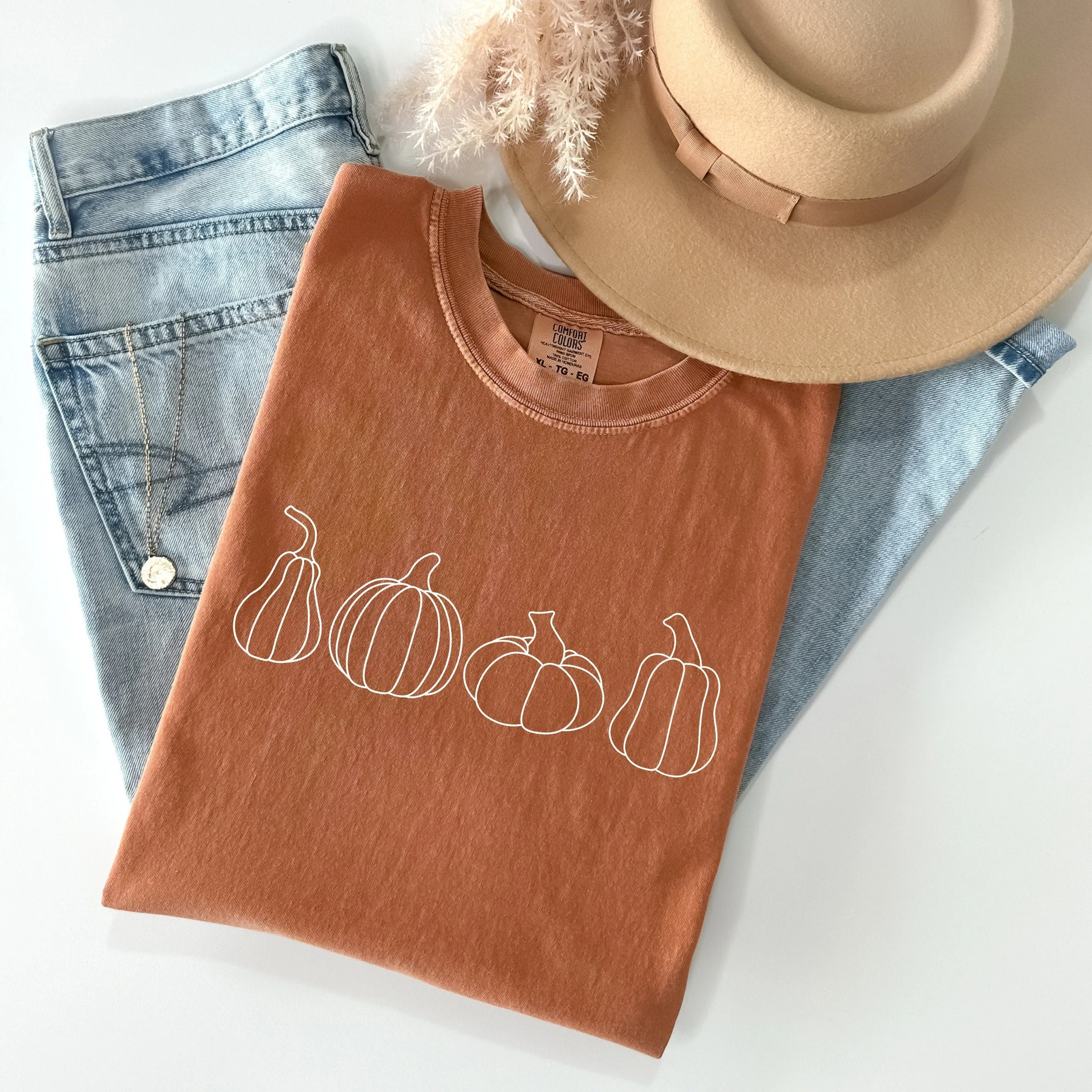 Four Pumpkin Autumn Womens T-Shirt