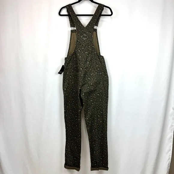 Fox Racing NWT Women's XS Flat Track Overalls Canvas Cotton Brown Cheetah Print