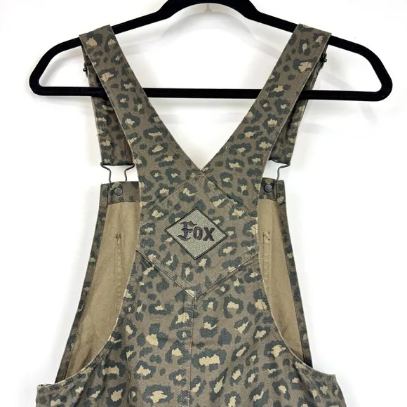 Fox Racing NWT Women's XS Flat Track Overalls Canvas Cotton Brown Cheetah Print