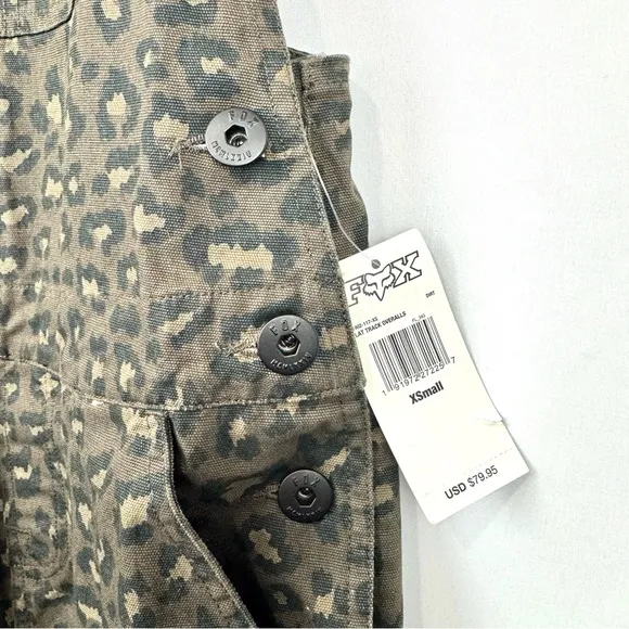 Fox Racing NWT Women's XS Flat Track Overalls Canvas Cotton Brown Cheetah Print