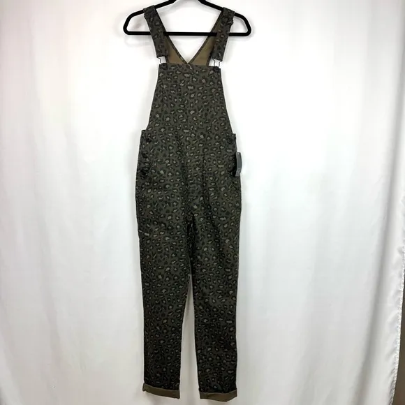 Fox Racing NWT Women's XS Flat Track Overalls Canvas Cotton Brown Cheetah Print