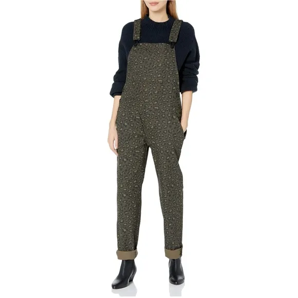 Fox Racing NWT Women's XS Flat Track Overalls Canvas Cotton Brown Cheetah Print