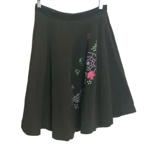 Free People Brown Corduroy Embroidered Skirt Size 2