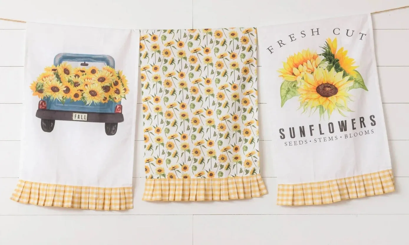 Fresh Cut Sunflowers Tea Towel