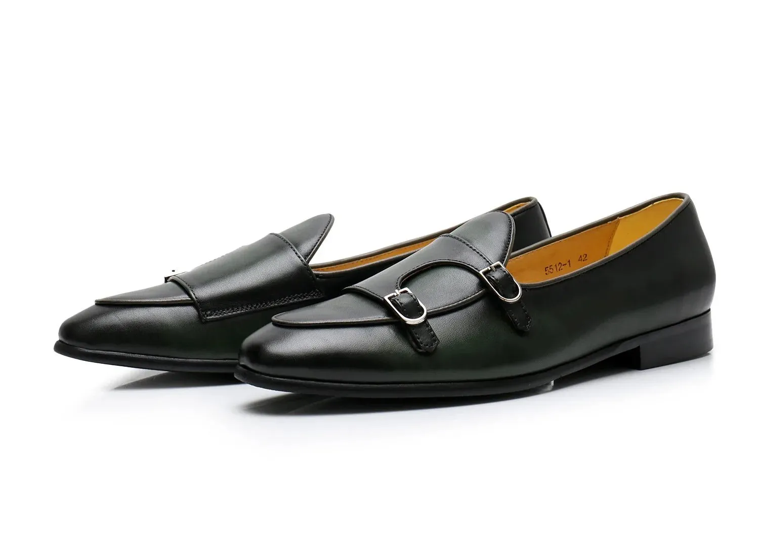 Genuine Leather Men's Loafers with Double Buckle