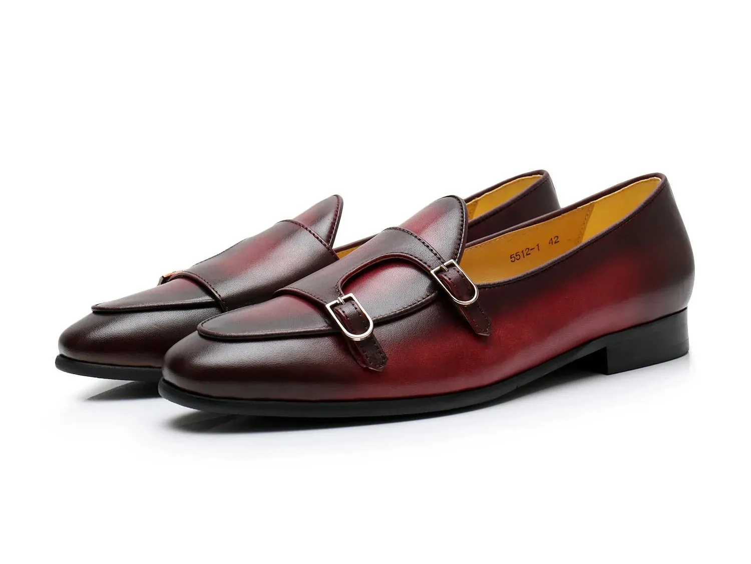 Genuine Leather Men's Loafers with Double Buckle
