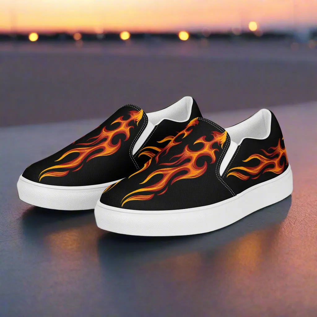 GeoMetro Women's Tribal Flame Design Slip On Canvas Shoes