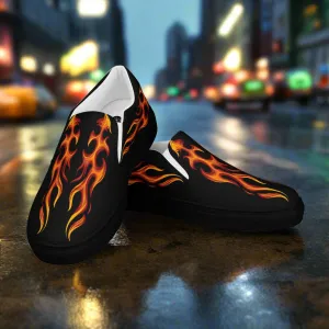 GeoMetro Women's Tribal Flame Design Slip On Canvas Shoes