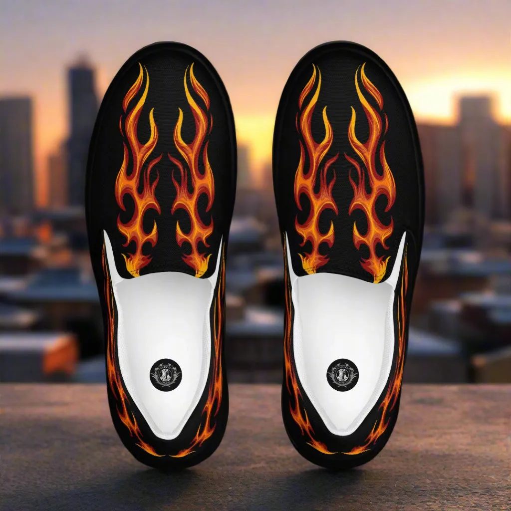 GeoMetro Women's Tribal Flame Design Slip On Canvas Shoes