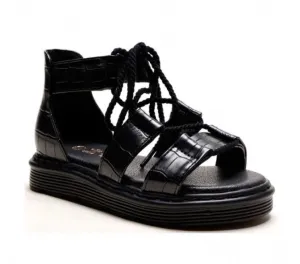 Girls croc print rope tie Sandles