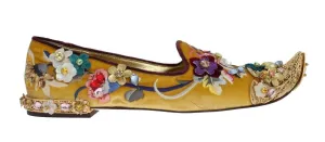Gold Velvet Crystal Loafers