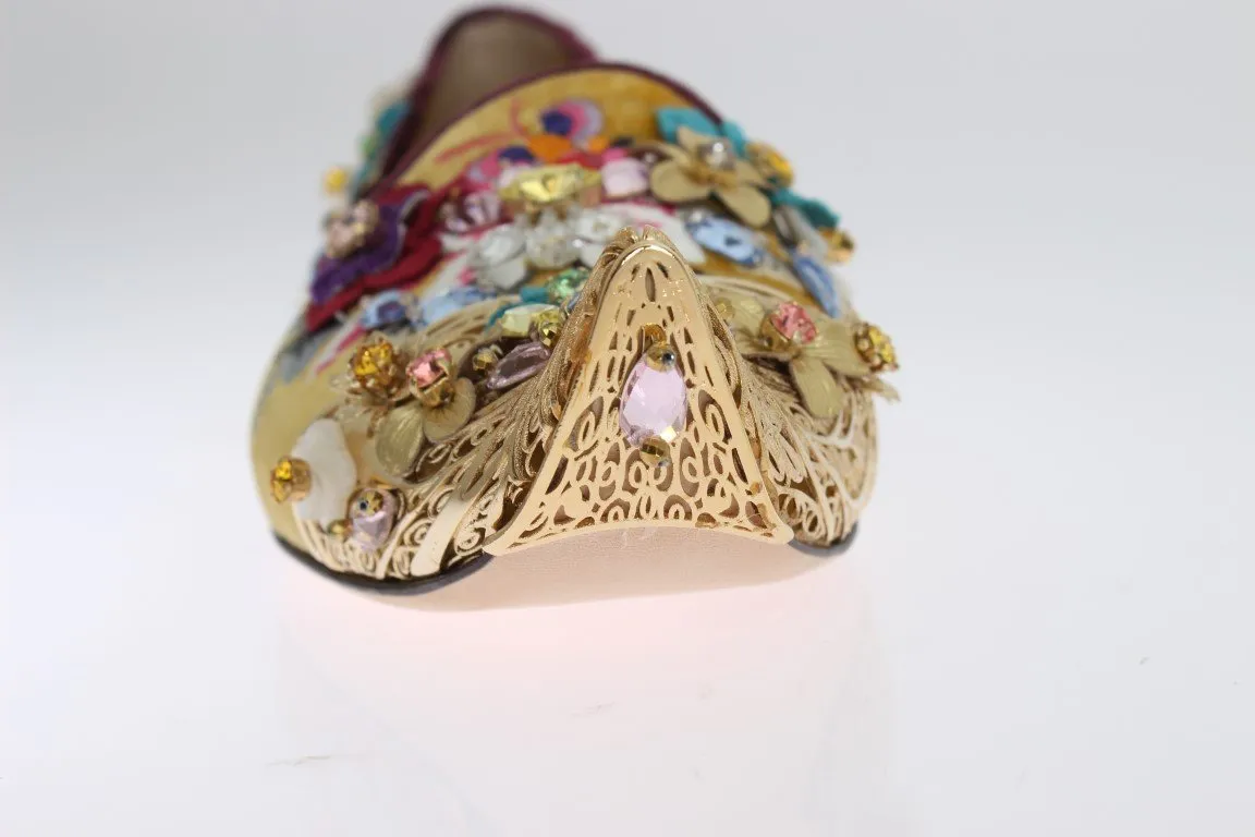 Gold Velvet Crystal Loafers