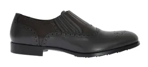 Gray Brown Leather Dress Loafers