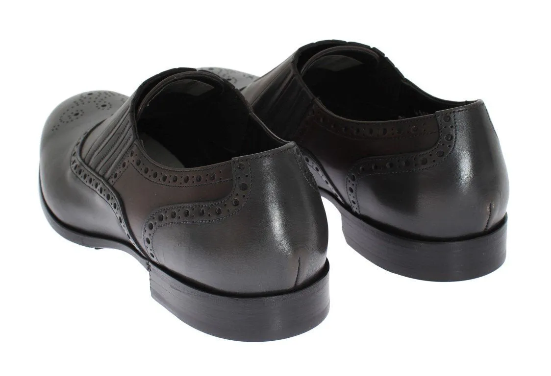 Gray Brown Leather Dress Loafers