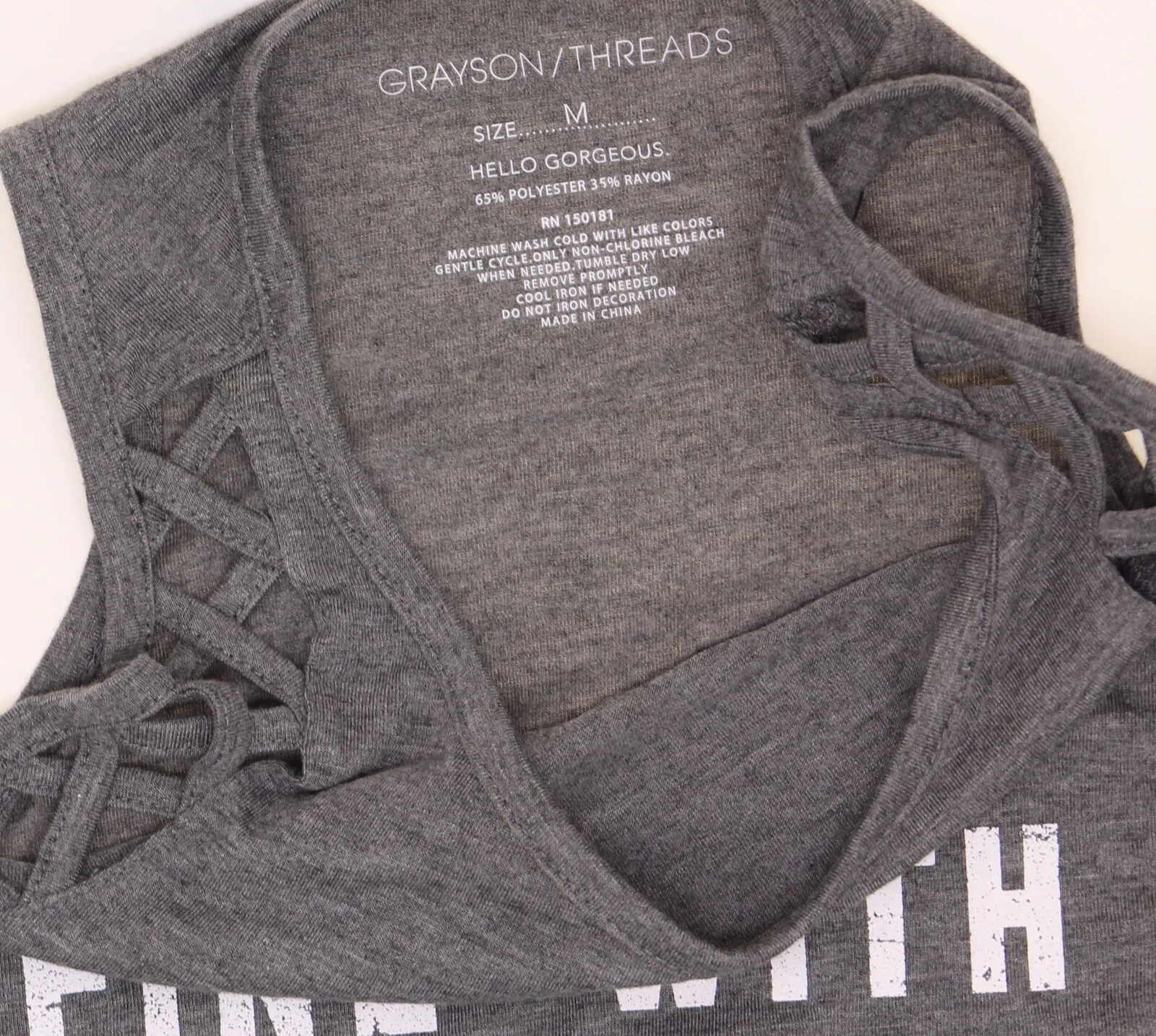 Grayson/Threads Women's All Is Fine With Pizza & Wine Lattice Graphic Tank Top