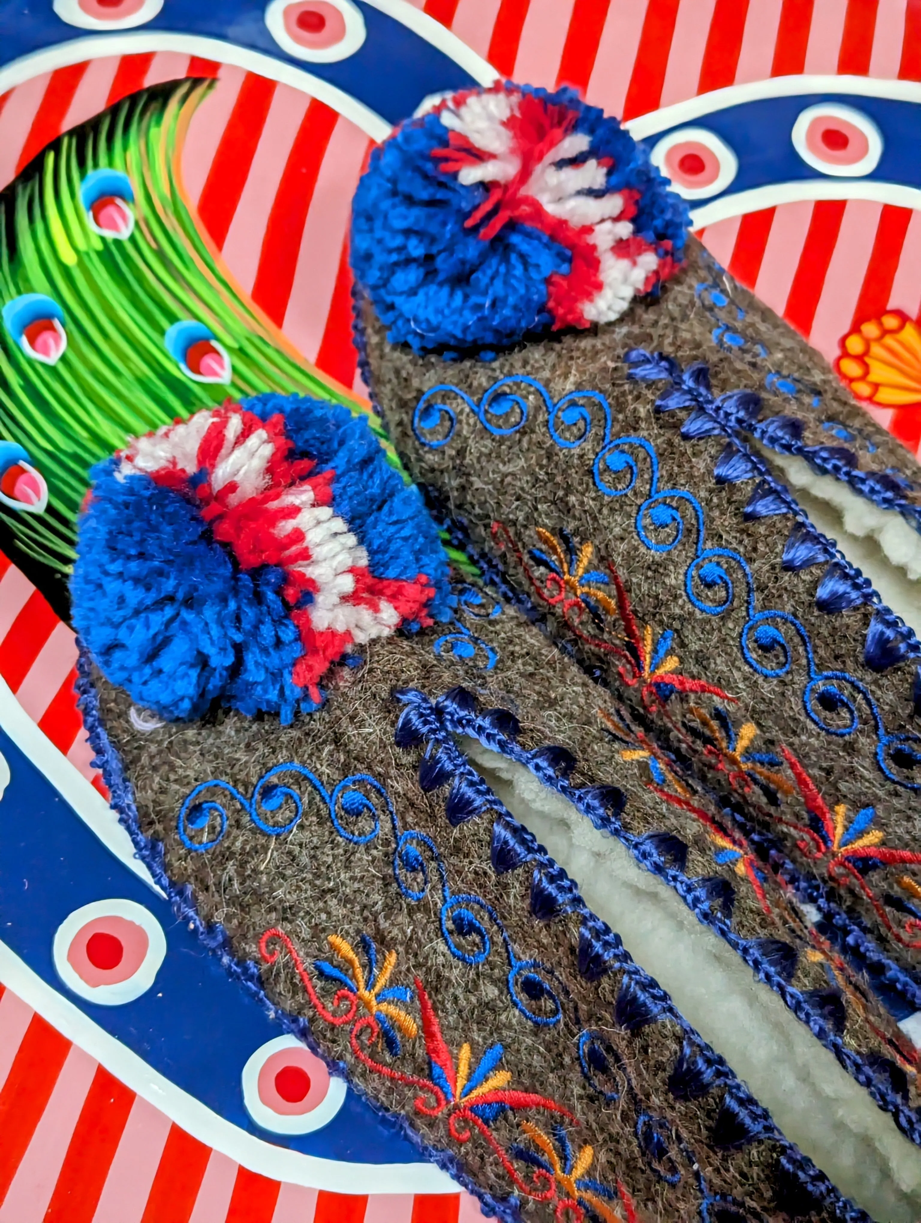 Greek pom pom slippers size 38