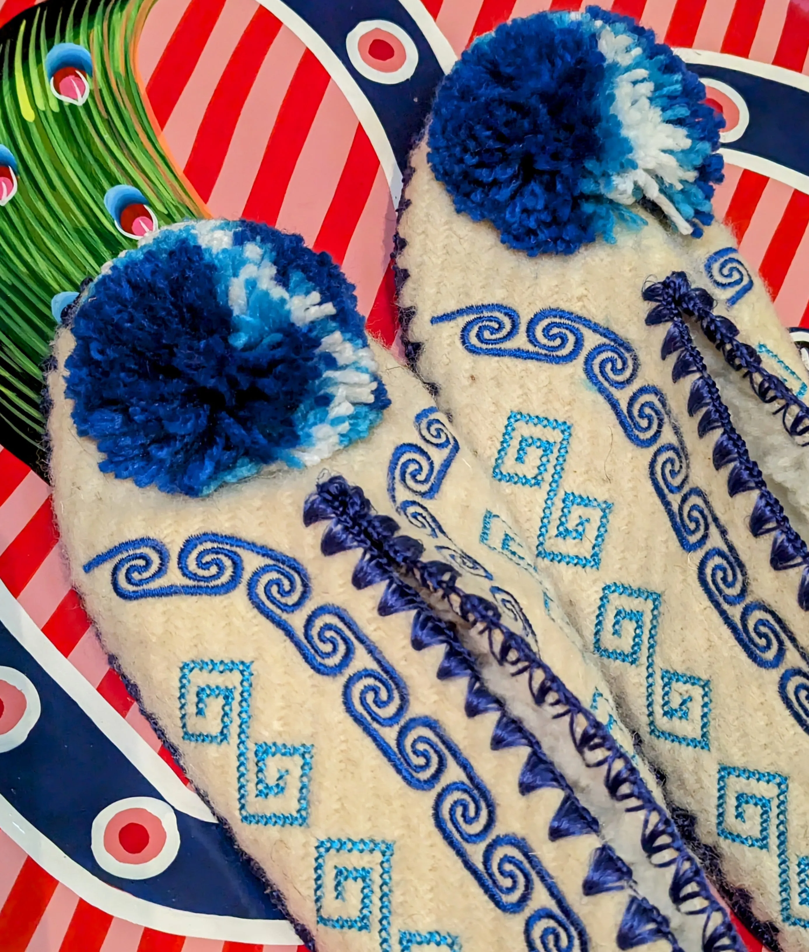 Greek pom pom slippers size 40