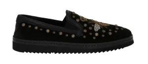 Green Velvet Royal Bee Ricamo Loafers