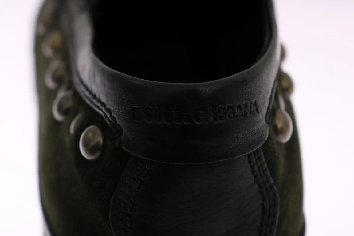 Green Velvet Royal Bee Ricamo Loafers