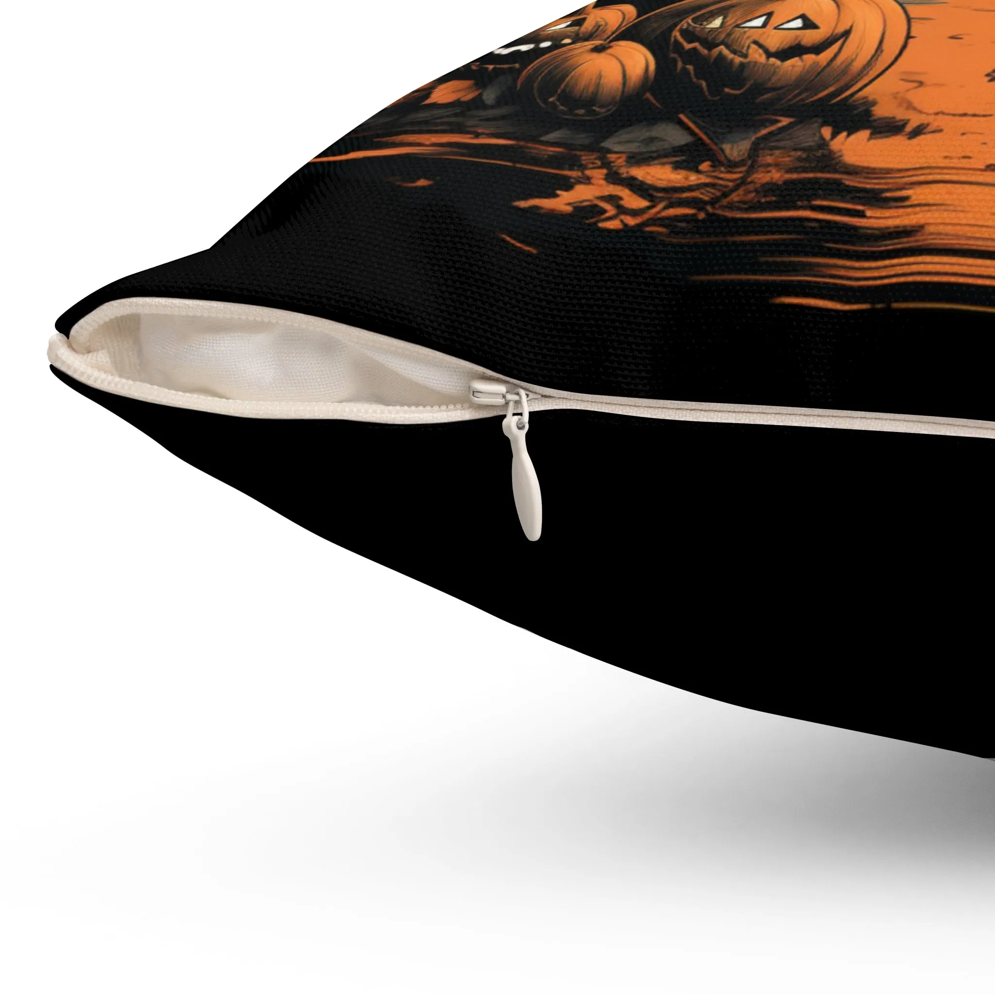 Halloween Pillow 2-sided with Vintage Image Happy Halloween Spooky Scary Pumpkins Custom Wording on Backside