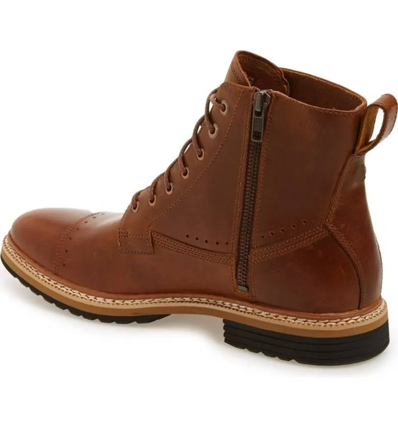 Handmade Lace Up Brown Ankle Leather Boots for Men