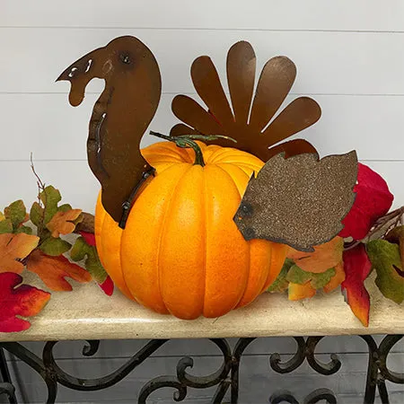 Handmade Metal Turkey Pumpkin Decor