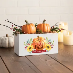Hello Fall Floral Pumpkin White Storage Box 5 x 10