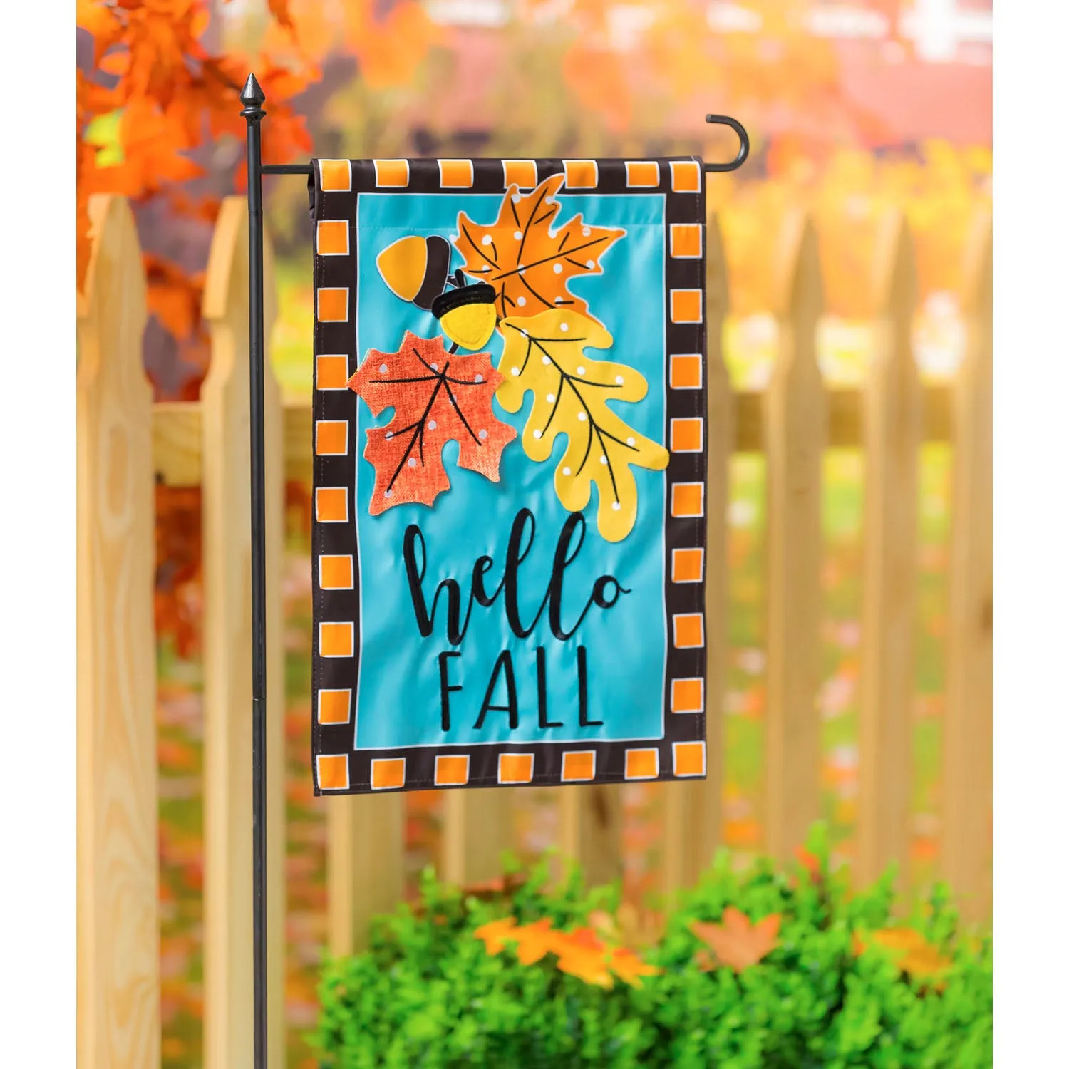Hello Fall Leaves Garden Applique Flag,169082