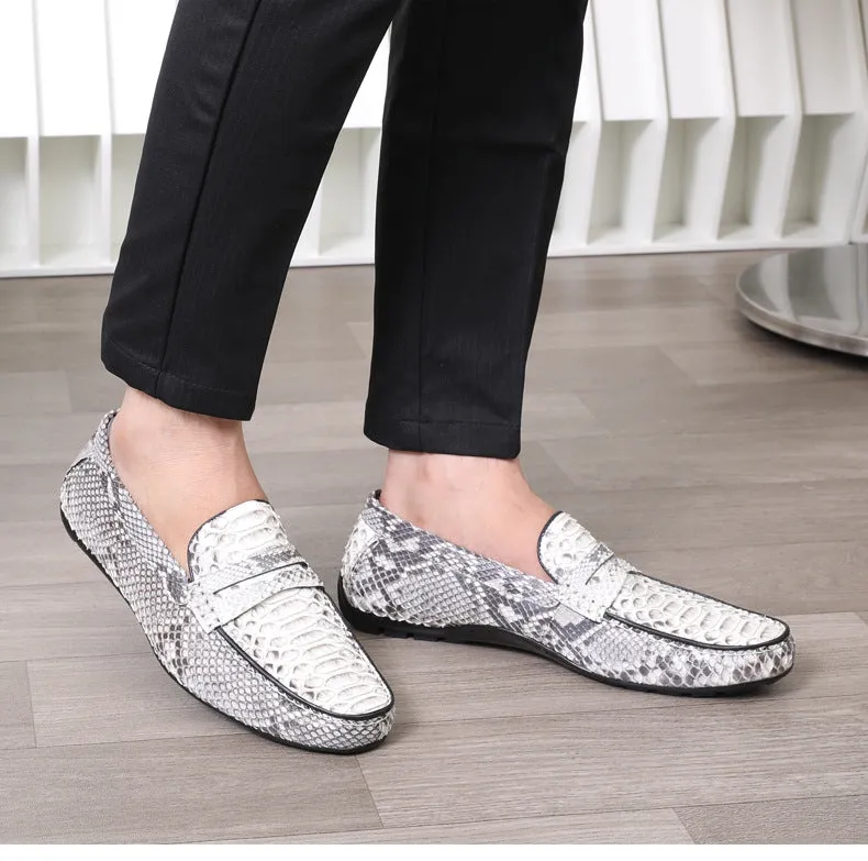 High quality python leather casual shoes fashion leisure loafers handmade luxury shoes slip-on