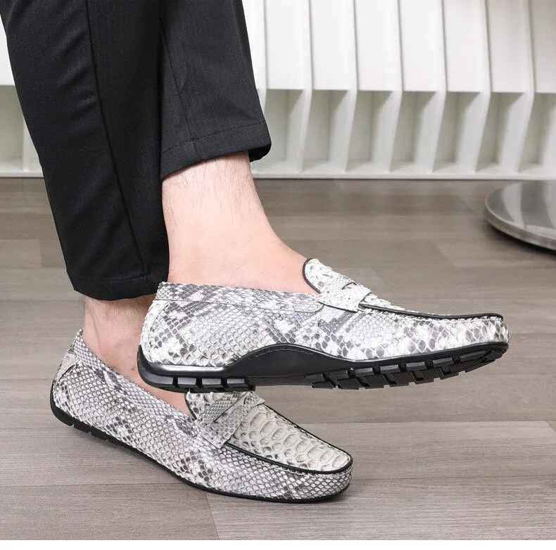 High quality python leather casual shoes fashion leisure loafers handmade luxury shoes slip-on