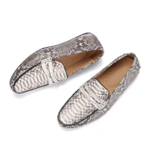 High quality python leather casual shoes fashion leisure loafers handmade luxury shoes slip-on