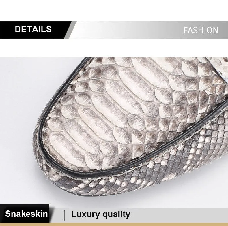 High quality python leather casual shoes fashion leisure loafers handmade luxury shoes slip-on